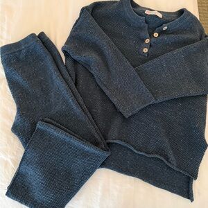 Free People blue Knit Sweater and Pants Set